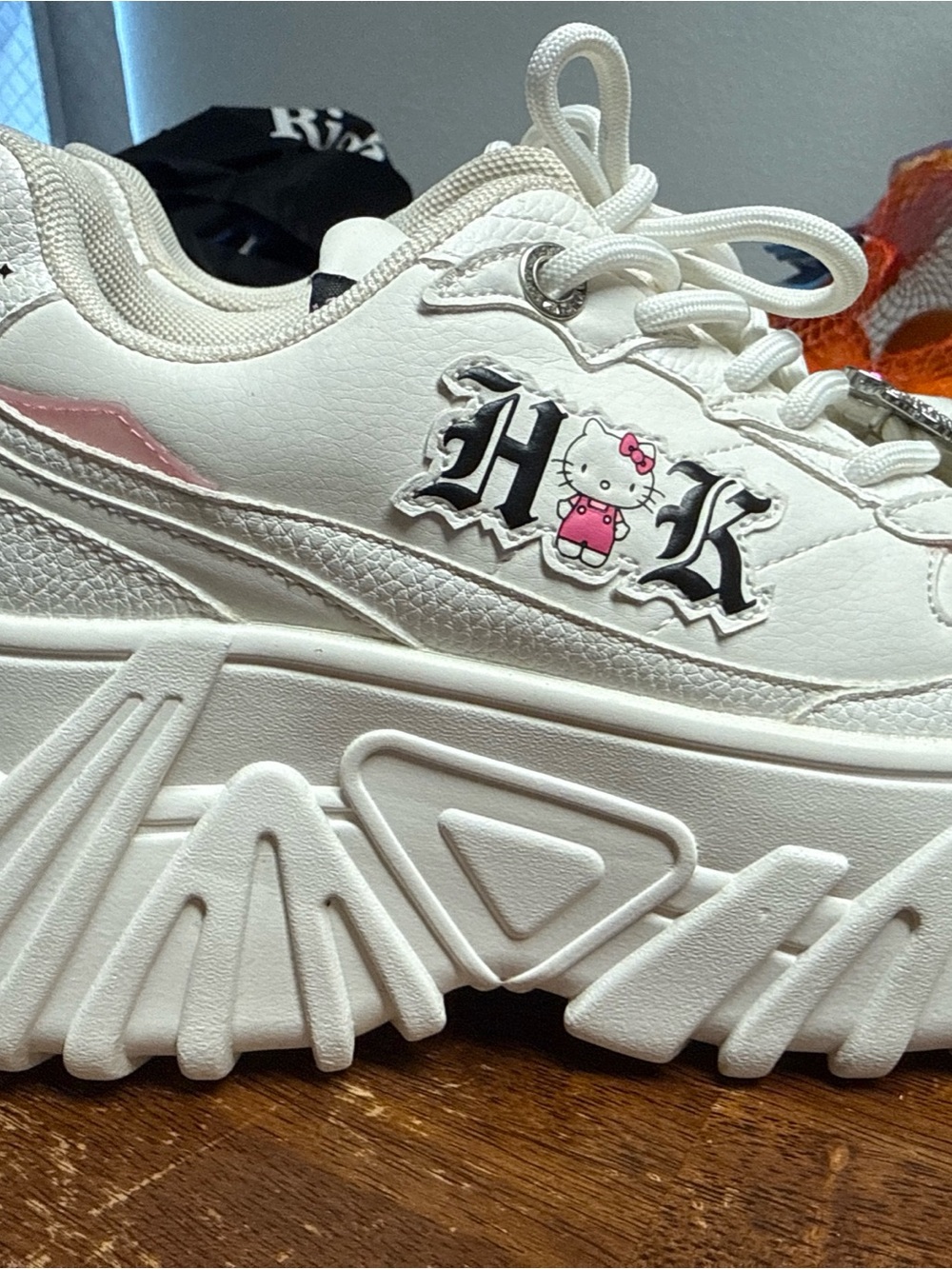 Hello Kitty White Platform Sneakers with Pink Accents
